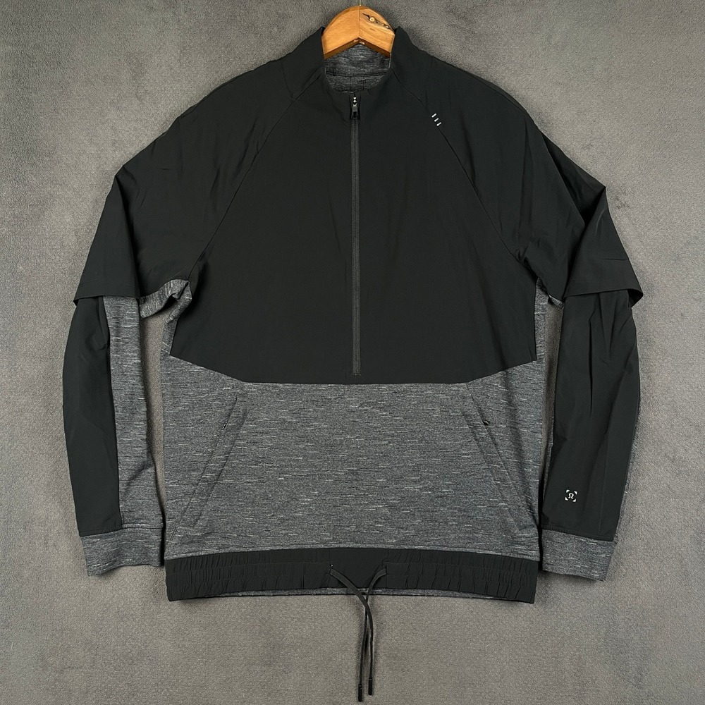 Lululemon Train On Site 1/2 Zip Mens Medium Black Gray Colorblock Active Jacket